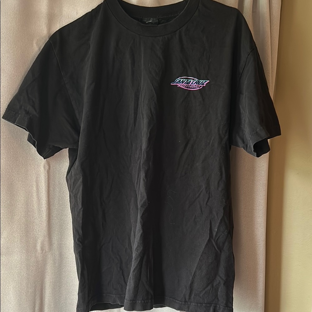Santa Cruz Skateboards Black T-Shirt with Pink and Purple Logo